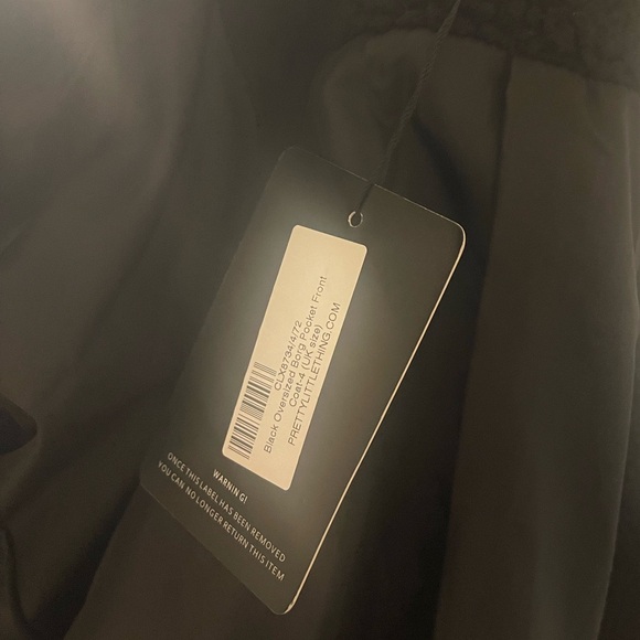 Black oversized borg pocket front coat - Picture 3 of 6